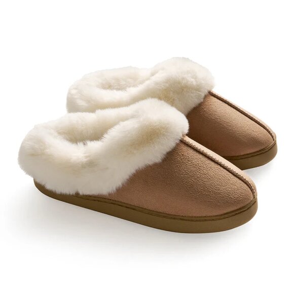 NEW Cuddl Duds Microsuede Faux-Fur Cuff Slippers For Women 925 1s8 - Picture 1 of 9